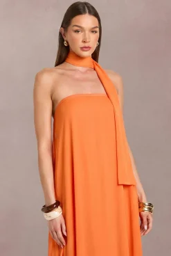Robe Maxi Trapèze Longue Avec Détail Foulard