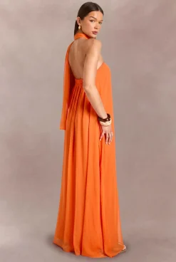 Robe Maxi Trapèze Longue Avec Détail Foulard