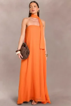 Robe Maxi Trapèze Longue Avec Détail Foulard