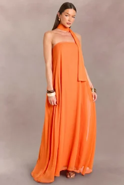 Robe Maxi Trapèze Longue Avec Détail Foulard