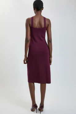 Robe Maxi Tricotée À Col Licou Avec Détail Lacé Et Devant Croisé
