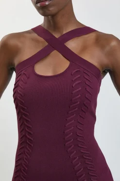 Robe Maxi Tricotée À Col Licou Avec Détail Lacé Et Devant Croisé