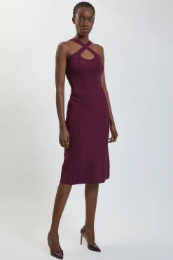 Robe Maxi Tricotée À Col Licou Avec Détail Lacé Et Devant Croisé