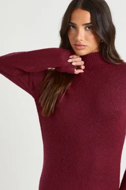 Robe Maxi Tricotée À Col Montant Super Douce Petite