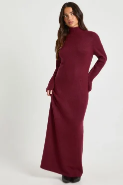 Robe Maxi Tricotée À Col Montant Super Douce Petite