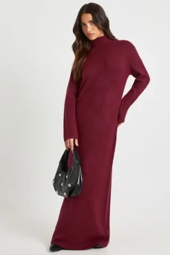 Robe Maxi Tricotée À Col Montant Super Douce Petite