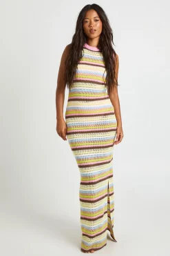 Robe Maxi Tricotée Crochet de Plage Style Nageur