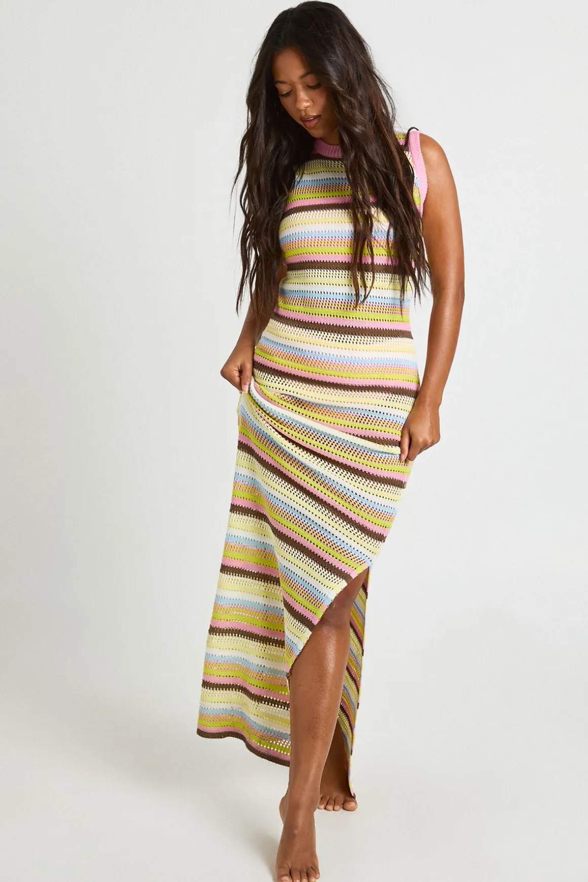 Robe Maxi Tricotée Crochet de Plage Style Nageur