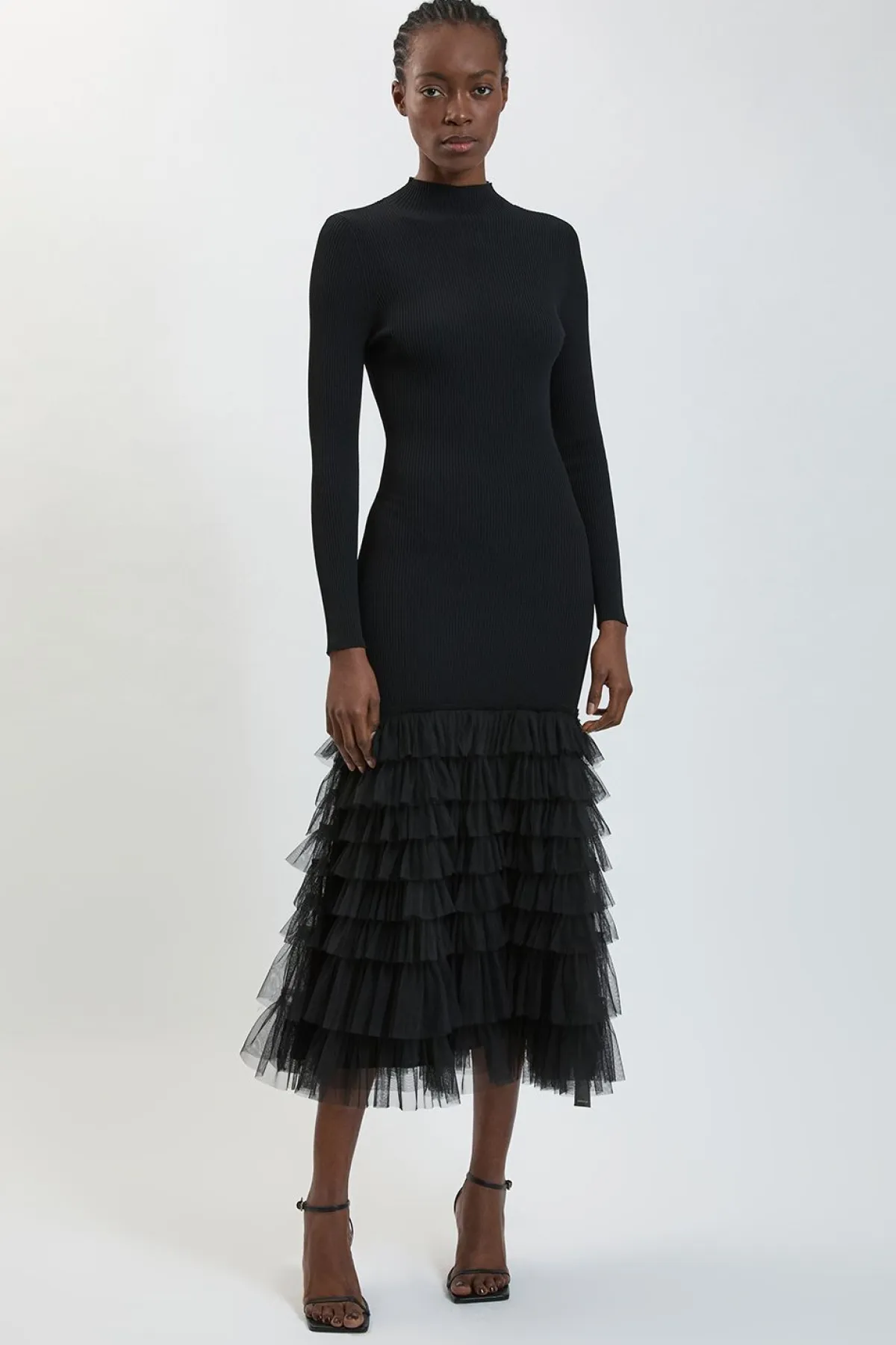 KarenMillen Robe Maxi Tricotée À Côtes Avec Dos Ouvert Et Ourlet À Volant Spectaculaire<Femme Toutes Les Robes|Robes Longues