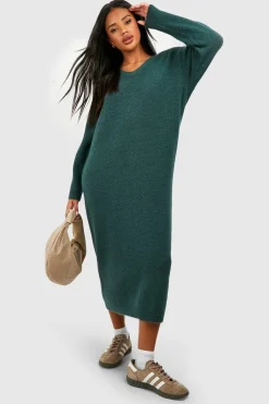 boohoo Robe maxi tricotée décontractée en maille douce<Femme Robes À Manches Longues|Robes