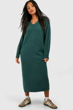 boohoo Robe maxi tricotée décontractée en maille douce<Femme Robes À Manches Longues|Robes