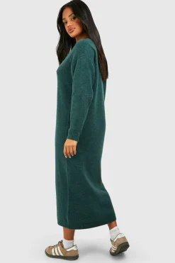 boohoo Robe maxi tricotée décontractée en maille douce<Femme Robes À Manches Longues|Robes