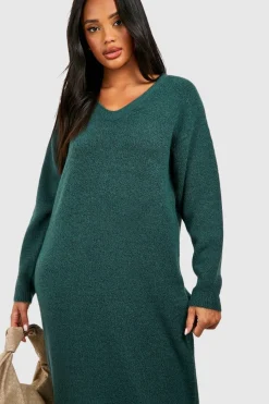 boohoo Robe maxi tricotée décontractée en maille douce<Femme Robes À Manches Longues|Robes