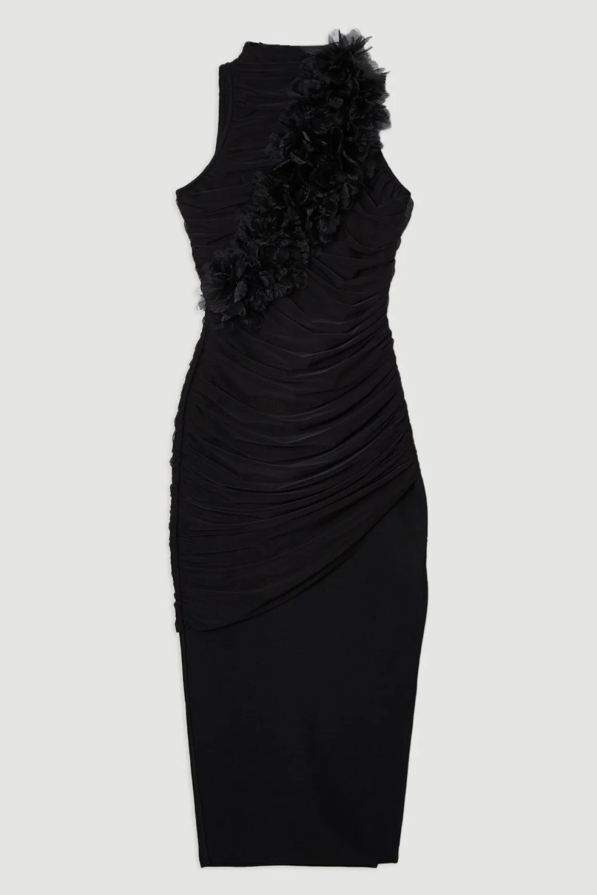 Robe Maxi Tricotée à Effet Bandage et Tissu Froncé