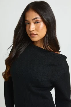 boohoo Robe Maxi Tricotée À Encolure Dégagée Petite<Femme Pulls Et Gilets|Toutes Les Mailles