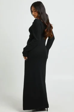 boohoo Robe Maxi Tricotée À Encolure Dégagée Petite<Femme Pulls Et Gilets|Toutes Les Mailles