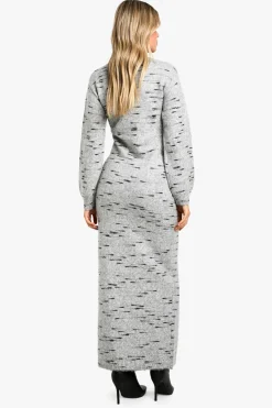 Robe maxi tricotée en maille douce Marl