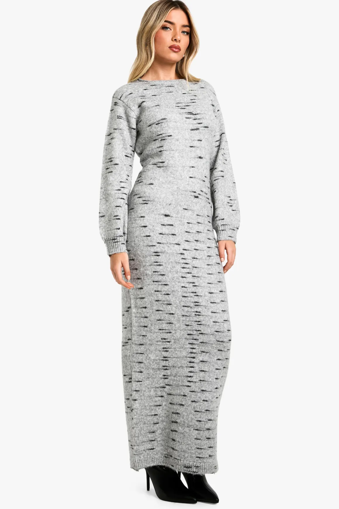 Robe maxi tricotée en maille douce Marl