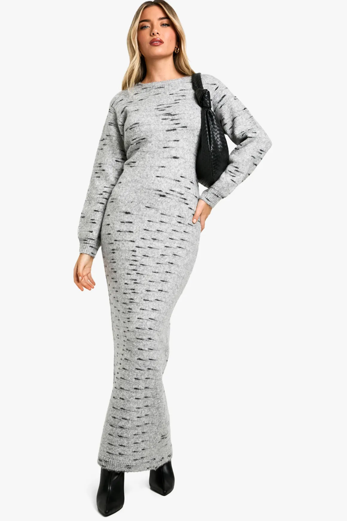 Robe maxi tricotée en maille douce Marl