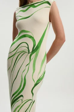 Robe Maxi Tricotée à Imprimé Abstrait
