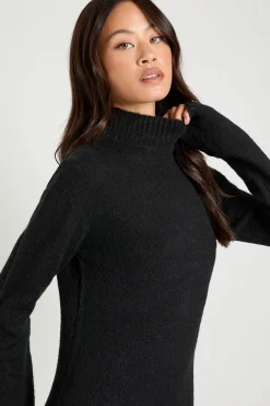 Robe maxi tricotée longue, extra douce, à col haut