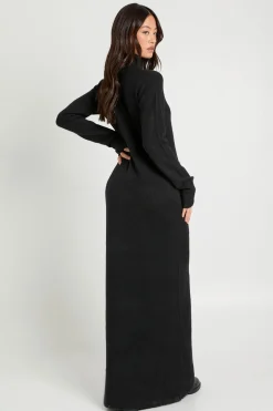 Robe maxi tricotée longue, extra douce, à col haut