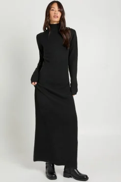 Robe maxi tricotée longue, extra douce, à col haut