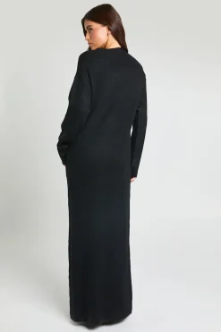 boohoo Robe Maxi Tricotée À Manches Longues Et Col En V<Femme Pulls Et Gilets|Toutes Les Mailles