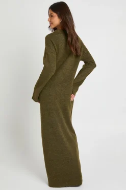 boohoo Robe Maxi Tricotée À Manches Longues Et Col En V<Femme Pulls Et Gilets|Toutes Les Mailles