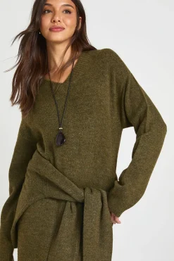 boohoo Robe Maxi Tricotée À Manches Longues Et Col En V<Femme Pulls Et Gilets|Toutes Les Mailles