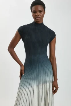 Robe Maxi Tricotée À Manches Longues Petite Avec Détail Dégradé Tie And Dye