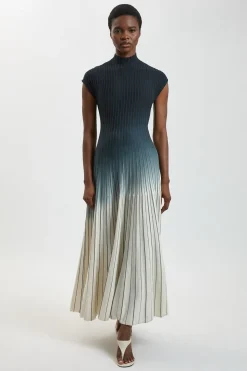 Robe Maxi Tricotée À Manches Longues Petite Avec Détail Dégradé Tie And Dye