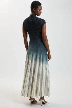 Robe Maxi Tricotée À Manches Longues Petite Avec Détail Dégradé Tie And Dye