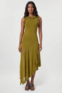 Robe maxi tricotée à volants