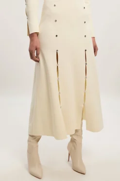 KarenMillen Robe Maxi Tricot Mélange Viscose avec Détail Trou de Serrure à Clous<Femme Toutes Les Robes|Robes Longues