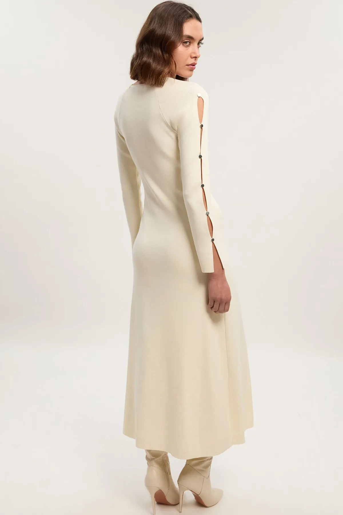 KarenMillen Robe Maxi Tricot Mélange Viscose avec Détail Trou de Serrure à Clous<Femme Toutes Les Robes|Robes Longues