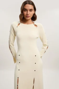 KarenMillen Robe Maxi Tricot Mélange Viscose avec Détail Trou de Serrure à Clous<Femme Toutes Les Robes|Robes Longues
