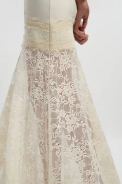 KarenMillen Robe Maxi Tricot Moulante à Bandage et Dentelle Mélangée<Femme Satin Et Dentelle|Robes Bal De Promo