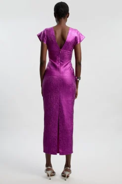 KarenMillen Robe Maxi Tricot Petite à Manches Ange et Effet Métallisé<Femme Toutes Les Robes|Robes Longues