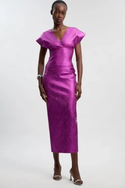 KarenMillen Robe Maxi Tricot Petite à Manches Ange et Effet Métallisé<Femme Toutes Les Robes|Robes Longues