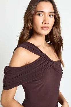 Robe maxi twist Bardot froncée