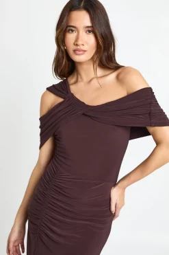 Robe maxi twist Bardot froncée