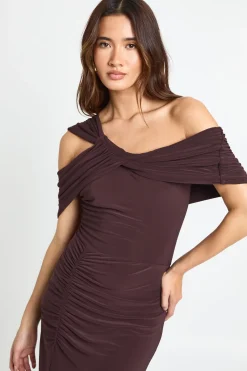 Robe maxi twist Bardot froncée