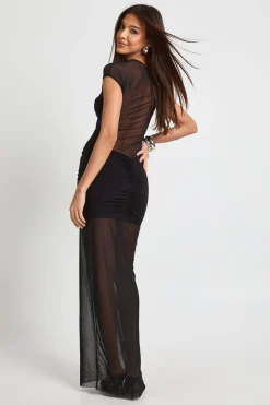 Robe maxi twist à panneaux en maille à paillettes