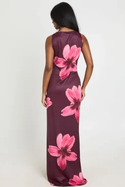 Robe Maxi Ultra Douce À Encolure Bardot Et Imprimé Floral
