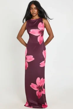 Robe Maxi Ultra Douce À Encolure Bardot Et Imprimé Floral
