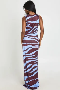 Robe Maxi Ultra Douce À Encolure Bardot Imprimé Animal