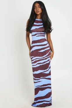 Robe Maxi Ultra Douce À Encolure Bardot Imprimé Animal