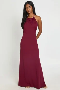 boohoo Robe Maxi Ultra Douce À Encolure Froncée Dos Nu Et Col Licou<Femme Robes|Robe Invitée Mariage