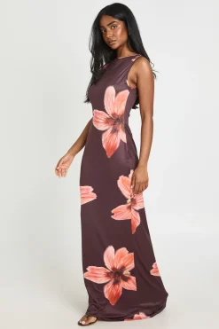 Robe Maxi Ultra Douce À Encolure Bardot Et Imprimé Floral